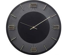 Kare Design Wanduhr Leonardo Schwarz/Gold, Dekouhr Rund, Küchenuhr in Schwarz mit Goldenen Akzenten, moderne Uhr für Wohnküche, Wohnzimmer, (H/B/T) 48,5x48,5x4,5cm