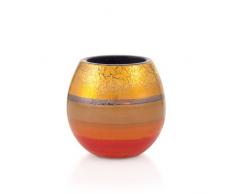 Angela neue Wiener Werkstaette Teelichthalter & Kerzenhalter aus Glas mit echten Golddekor, handbemalt Tempera D = 7 cm H = 7cm