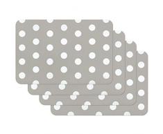 Venilia Tischset Platzset für Esszimmer Grau Punkte-Muster, 4er Set abwischbar Polypropylen, lebensmittelecht 45 x 30 cm, 4 Stück, 59051, Kunststoff, Motive, 4