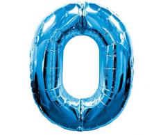 amscan NEU Folienballon Große Zahl 0 blau, 55x88 cm