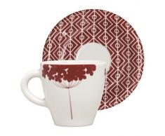 Excelsa Magatama Tasse Kaffee mit Untertasse CL 10, Porzellan, Rot Violett, 6 x 6 x 6.2 cm