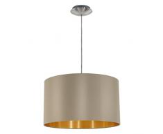 EGLO Pendellampe Maserlo, 1 flammige Textil Pendelleuchte, Hängeleuchte aus Stahl und Stoff, Farbe: Nickel matt, taupe, gold, Fassung: E27, Ø: 38 cm