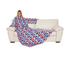 Kanguru 1131 Deluxe Trendy Kuscheldecke mit Ärmeln mit Bauchtasche Polyester Bedruckt 210 x 140 x 1 cm