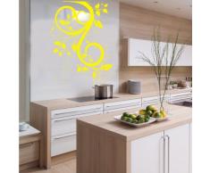 INDIGOS 4052166144742 Wandtattoo W659 schöne Tribal Blatt Wandaufkleber 80 x 60 cm, gelb