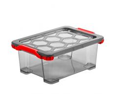 Rotho Evo Total Aufbewahrungsbox 11 l, Kunststoff (PP), Anthrazit/Rot, 11 Liter (39,3 x 28,3 x 16 cm)