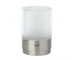 Tiger Boston Becher freistehend, Zahnputzbecher aus Glas, Edelstahl gebürstet