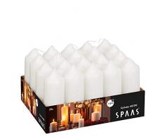 Spaas Stumpenkerzen ohne Duft, Paraffinwachs, Weiß, D 40 x H 110 mm