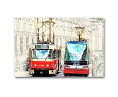 Premium Textil-Leinwand 90 x 60 cm Quer-Format Straßenbahn in Prag, Tschechische Republik | Wandbild, HD-Bild auf Keilrahmen, Fertigbild auf hochwertigem Vlies, Leinwanddruck von Peter Roder