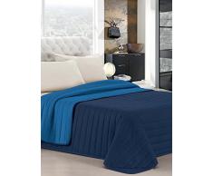 Elegant Steppdecke 260 x 270 cm Grigio Chiaro/Blu Scuro