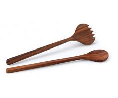 Continenta 2-teiliges Salatbesteck in Edel Qualität , aus Akazie Kernholz, Salat-Servierbesteck, Größe: 36 cm, Laffe: 9 x 8,5 cm