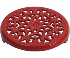 STAUB Topfuntersetzer Lilie 23 cm, Gusseisen, Kirschrot, 18.5 x 18.5 x 2.9 cm