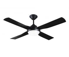 LUCCI AIR Banksia Deckenventilator mit LED-Licht und Fernbedienung, ABS, 35 W, Matt-Schwarz, 122 cm Durchmesser