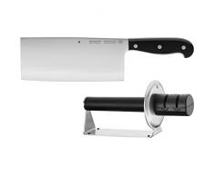 WMF Spitzenklasse Plus Asia Messerset 2-teilig, 1 Messer Küchenmesser, geschmiedet Performance Cut und 1 Messerschärfer Kochmesser, Hackmesser
