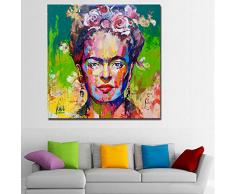 Faicai Art Frida Kahlo Porträt-Drucke Pop Art Gemälde, bunte Wand-Art Kunstdruck auf Leinwand und Poster Banksy Graffiti Realismus, Bilder für Wohnzimmer Dekor Modern 32x32 Frida Kahlo