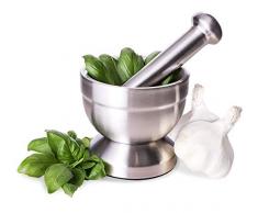 juvale Edelstahl Mörser und Stößel/SPICE Grinder/Molcajete – Heavy Duty – Food Safe & BPA-frei – Kleine – 9,9 x 8,9 cm