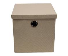 JVL klappbar Stoff Aufbewahrungsbox mit Deckel, mit Chrom Griffe, Creme, Multi/Farbe