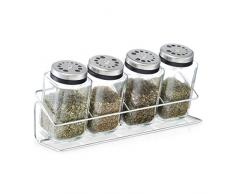 Zeller Gewürzständer, Glas, Silber, 25 x 8 x 11 cm