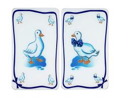 WENKO 2521486500 Herdabdeckplatte Universal Gänse, 2er Set, für alle Herdarten, Gehärtetes Glas, 30 x 1.8-5.5 x 52 cm, Mehrfarbig