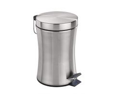 WENKO 18957100 Kosmetik-Treteimer Pieno, Kosmetikeimer, Mülleimer Fassungsvermögen: 3 l, Edelstahl rostfrei, 17 x 25.5 x 23.5 cm, Satiniert