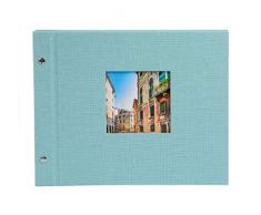 Goldbuch Schraubalbum, Bella Vista, Mit Fensterausschnitt für eignes Bild, 30 x 25 cm, 40 weiße Seiten, Leinen, Aqua, 26807