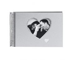 Goldbuch Spiralalbum mit herzförmigem Fensterausschnitt, Chromo, 24 x 17 cm, 40 schwarze Seiten, Beschichtetes Leinen, Silber, 20840