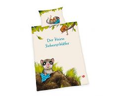 Herding Bettwäsche- Set Der kleine Siebenschläfer, Kopfkissenbezug 40x60cm, Bettbezug 100x135cm, 100% Baumwolle, Renforcé, Kissen mit Hoteleinschlag, Bezug mit leichtläufigem Reißverschluss