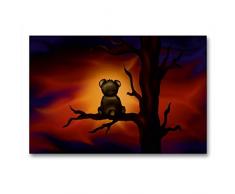 Premium Textil-Leinwand 90 x 60 cm Quer-Format Teddybär bei Nacht | Wandbild, HD-Bild auf Keilrahmen, Fertigbild auf hochwertigem Vlies, Leinwanddruck von Petra Haberhauer
