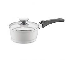 Berndes 032151 Vario Click Induction White Aluguss Stieltopf Keramik mit Glasdeckel 16 cm, 1,25 l