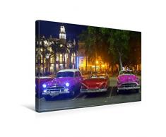 Premium Textil-Leinwand 45 x 30 cm Quer-Format Amerikanische Oldtimer am Parque Central in Havanna | Wandbild, HD-Bild auf Keilrahmen, Fertigbild auf hochwertigem Vlies, Leinwanddruck von Henning von Löwis of Menar