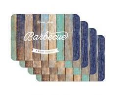 Venilia Tischset Platzset für Esszimmer Surfer Sytle Home Made, 4er Set abwischbar Polypropylen, lebensmittelecht 45 x 30 cm, 4 Stück, 59094, Kunststoff, BBQ Californian multicolor, Muster, 4