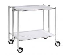 PLATEX Textable 500250001 Rollwagen mit 2 Ablagen, Chrom, vergoldet, weiß