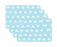 Venilia Hearts Tischset Platzset für Esszimmer Muster 4er Set abwischbar Polypropylen, lebensmittelecht 45 x 30 cm, 4 Stück, 59049, Kunststoff, Herz Blau, Motive