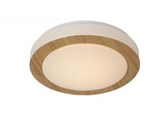 Lucide DIMY - Deckenleuchte Badezimmer - Ø 28,6 cm - LED Dim. - 1x12W 3000K - IP21 - Helles Holz