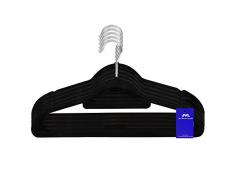JVL Simple-Kollektion Velvet Touch dünn platzsparend rutschfest Kleiderbügel 50 Stück, recyceltem ABS Kunststoff, Nylon, Zink, schwarz, 41, 5 x 0,5 x 22,5 cm