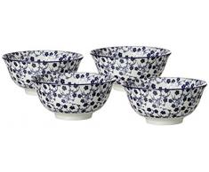 Ritzenhoff & Breker Schalen-Set Royal Sakura, 4-teilig, 15,5 cm Durchmesser, 650 ml, Porzellangeschirr, Blau-Weiß