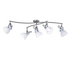 Trio Leuchten Ginelli 601500507 Deckenleuchte, Metall, Nickel Matt/Weiß