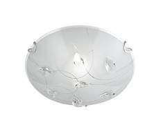 Trio Leuchten Deckenleuchte, Glas weiß glänzend mit klarem Glasdekor, Durchmesser 25 cm 602400106
