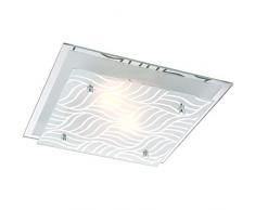 Dekorative Deckenleuchte Metall chrom Glasplatten satiniert, Dekorlinien verspiegelt - Globo 48161-2