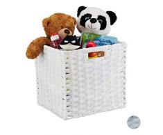 Relaxdays Aufbewahrungskorb, quadratischer PP-Korb für Bad u. Kinderzimmer, Regalkorb geflochten, 31x32x30 cm, weiß, 1 Stück
