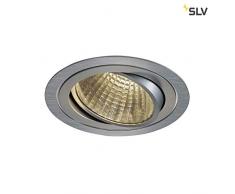 SLV LED Deckeneinbaustrahler NEW TRIA 150 I rund, single, 3000K, CS, Clipfeder,gebürstet Aluminium, Einbauleuchte, Deckenstrahler, dreh- und schwenkbare Deckeneinbauleuchte, Indoor