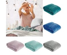 Design91 Decke, Kuscheldecke Cindy, sehr weich und flauschig, Wohndecke, Steppdecke, MIKROFASER, Kunststoff, Silber, 170 x 210 cm