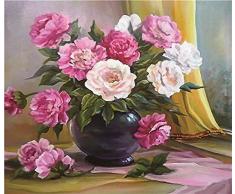 GMMH Diamond Painting Set Bild 40 x 50 Diamant Malerei Stickerei Handarbeit Basteln Mosaik Steine Blumen Korb Pfingstrosen