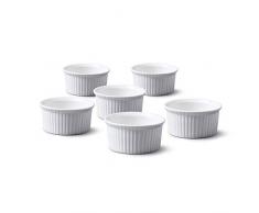 WM Bartleet & Sons 1750 Auflaufförmchen mit Deckel, Porzellan, 2 Stück, weiß, Set of 6-6.5x6.5x3.5cm