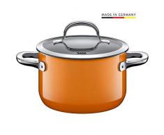 Silit Passion Orange Koch/- Fleischtopf, hoch, 16cm, Glasdeckel, 2,0l, Silargan Funktionskeramik, Topf Induktion, orange