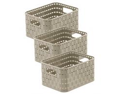 Rotho Country 3er-Set Aufbewahrungskörbe 2 l, Kunststoff (PP), Cappuccino, 2 Liter (18,3 x 13,7 x 9,8 cm)