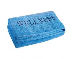 aqua-textil Wellness Saunatuch 80 x 200 cm Uni blau Baumwolle Frottee Sauna Handtuch Strandtuch