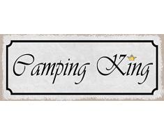 Schatzmix Spruch Camping-King Metallschild 27x10 Deko tin Sign Blechschild, Blech, Mehrfarbig, 27x10 cm
