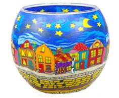 Himmlische Düfte Geschenkartikel GmbH Street by Night Windlicht, Glas, bunt, 11x11x9 cm