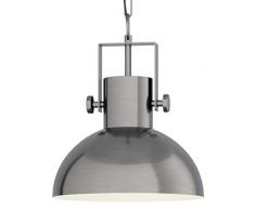 EGLO Pendellampe Lubenham, 1 flammige Vintage Pendelleuchte im Industrial Design, Retro Hängelampe aus Stahl, creme, Fassung: E27, nickel matt