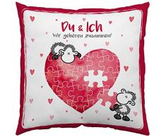 Sheepworld 45323 Baumwoll Spruch Du und Ich, Geschenk, 40 cm x 40 cm Kissen, HÃ¼lle, FÃ¼llung 100% Polyester, Rot, WeiÃ